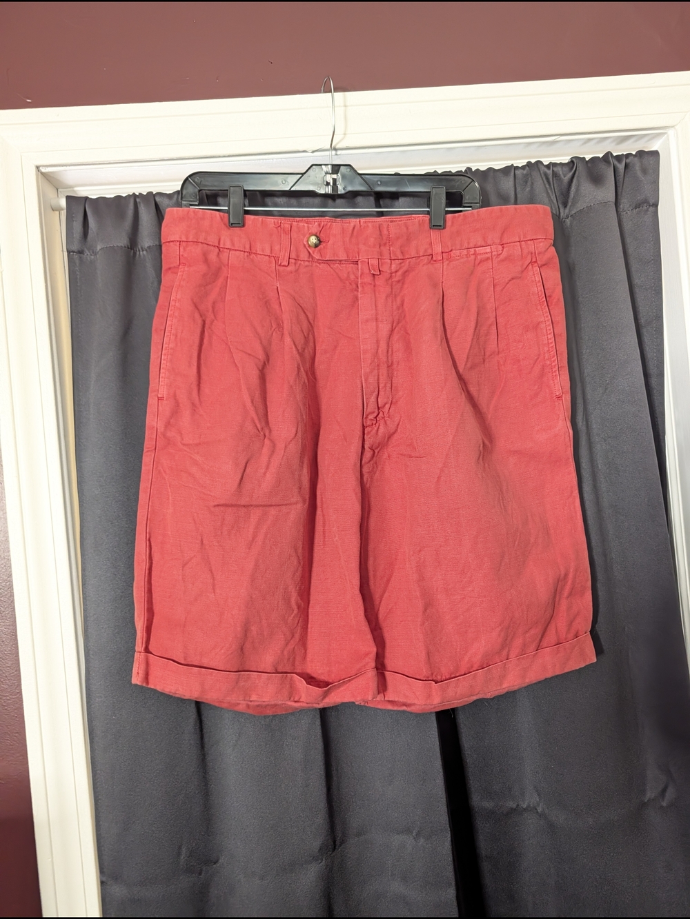 Loro Piana LINEN Cotton Canvas Red Flat Front Bermuda Shorts Italy 54
